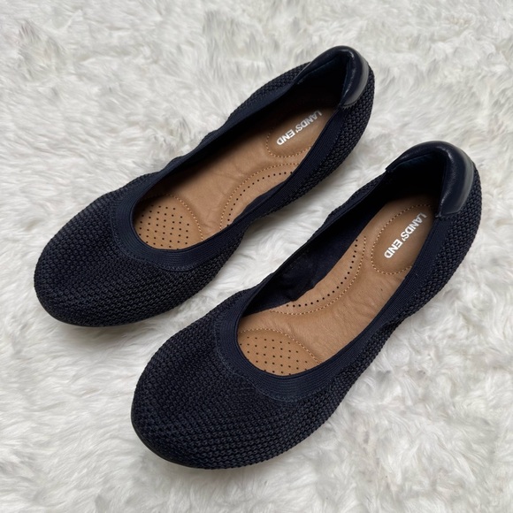 Lands’ End Navy Blue Ballet Flats Size 7 - Picture 1 of 10